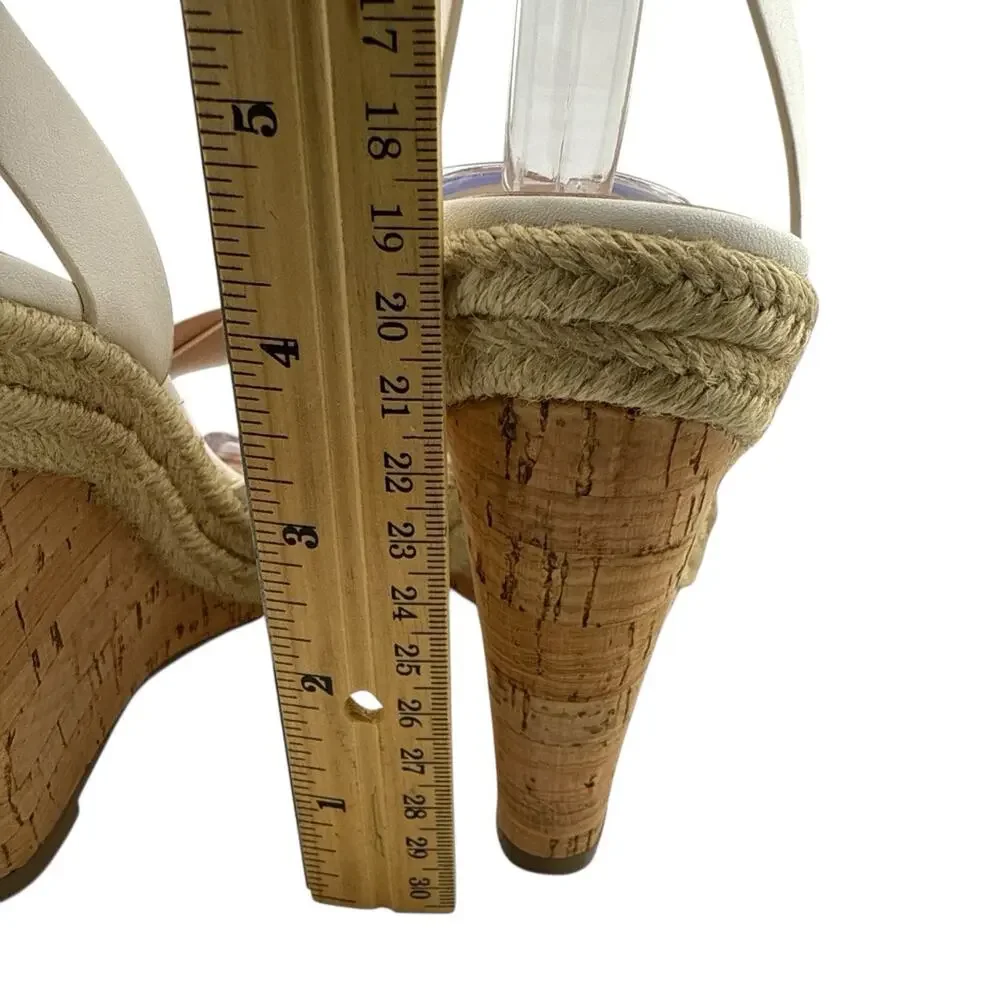CHARLES by CHARLES DAVID White Brit Platform Wedge Leather Sandal Size 5.5 M NWB